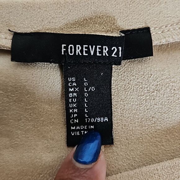 Forever 21 Women's Faux Suede T-shirt Mini  Dress Large Cream - Picture 7 of 16